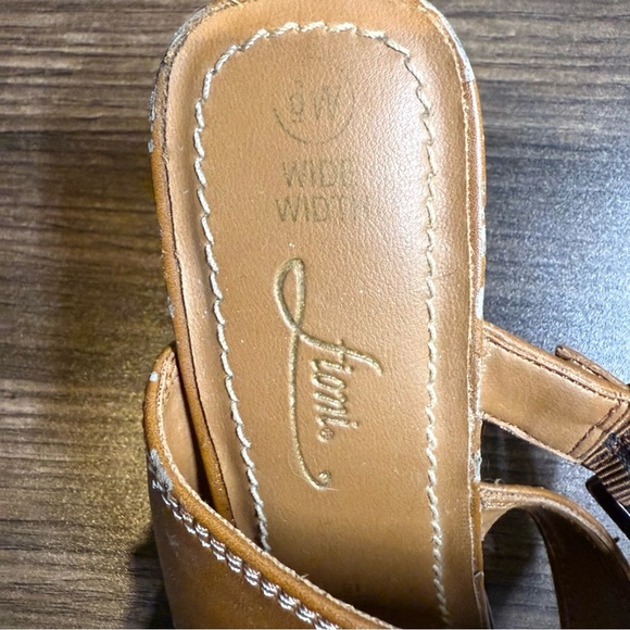 FIONI Clothing | Tan Slide Sandals Faux Leather with heels and buckle - Picture 3 of 4